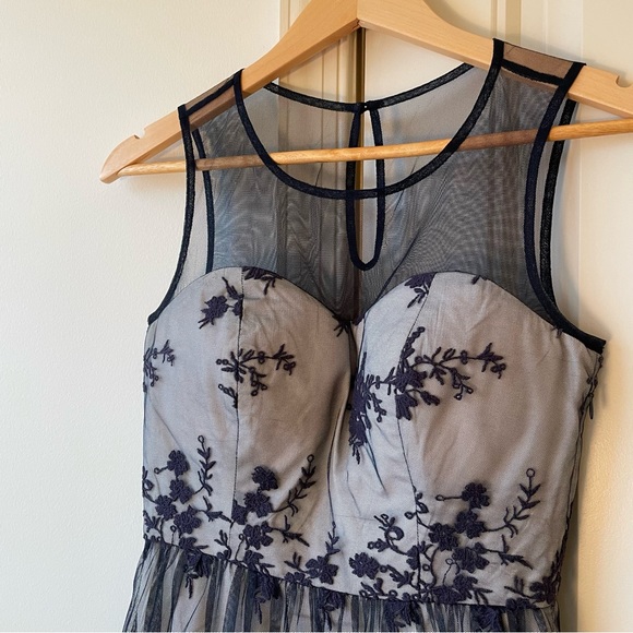 Navy and Cream Lace A-Line Dress - no bra needed! - Picture 9 of 11